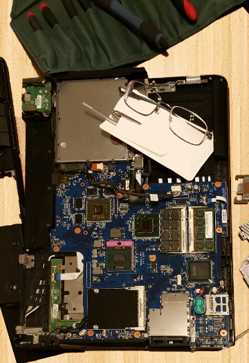 A laptop repair in progress